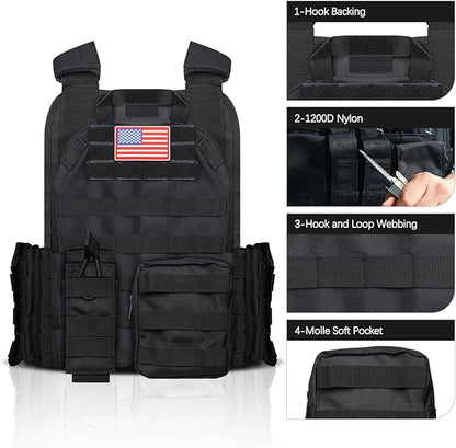 xaegistac Tactical Vest -Adjustable Modular Design for Outdoor, Hunting, and Security