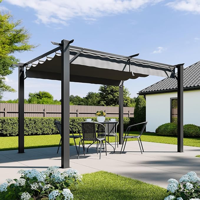 Aoxun 10'x12' Outdoor Retractable Pergola, Patio Pergola - Image 8
