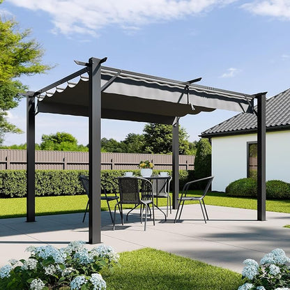 Aoxun 10'x12' Outdoor Retractable Pergola, Patio Pergola - Image 8