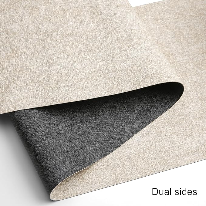 Table Runners 55 Inches Long, Dual-Sided Faux Leather Farmhouse Table Runner Waterproof Non-Slip for Living Room Party Home Decor Holiday Decorations(Gray Cream-White, 15 x 55 Inch)