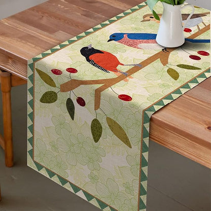 Seliem Summer Birds Tree Branches Table Runner, Cardinal Home Kitchen Dining Decor, Spring Seasonal Farmhouse Decorations Indoor Outdoor Party Supply 13 x 72 Inch