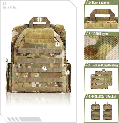 GFIRE Tactical Vest - Airsoft Lightweight Modular 3D Breathable Quick Release Vest, Adjustable Tactical Gear for Training