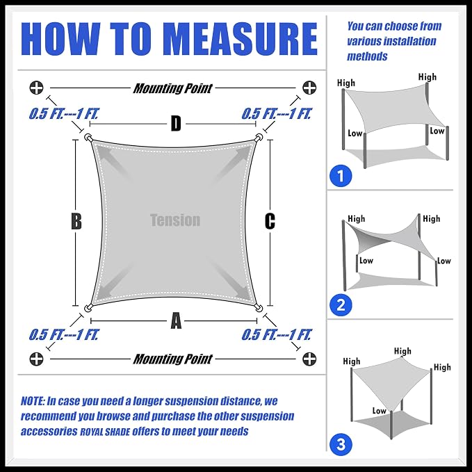 Royal Shade 1 4' x 1 8' Beige Rectangle Sunshade Sail - Image 6