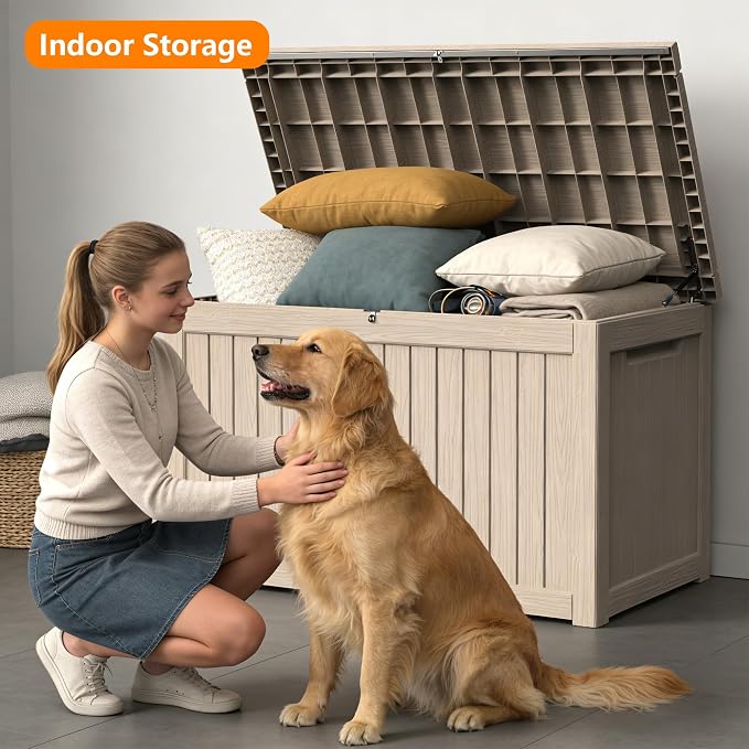 270 Gallon Outdoor Storage Box Resin Deck Box All Weather Waterproof Large - Image 6