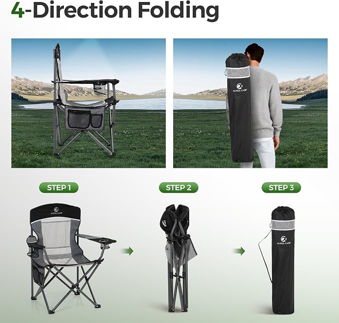 ALPHA CAMP Oversized Fully Padded Camping Chairs - Image 8