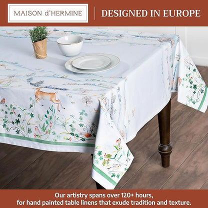 Maison d' Hermine Table Cloth Rectangle Table 100% Cotton 54 x 72 Inches Fall Tablecloth Reusable Everyday Use for Thanksgiving Christmas Decorations Dining Farmhouse Party (Snowy World)
