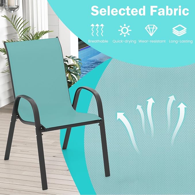 Tangkula Patio Dining Chairs Set of 4, Outdoor Stackable All Weather Heavy Duty - Image 8
