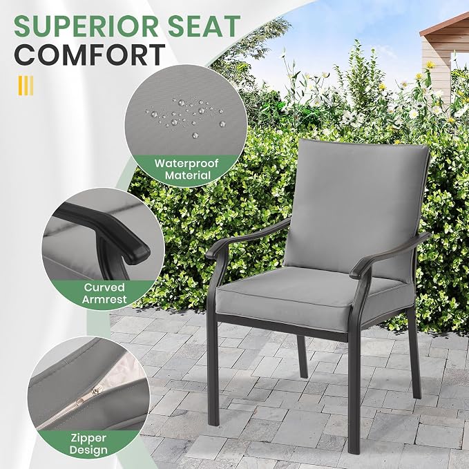 LVUYOYO Outdoor Patio Dining Chairs Set of 4, Metal Stackable Chairs Set - Image 5