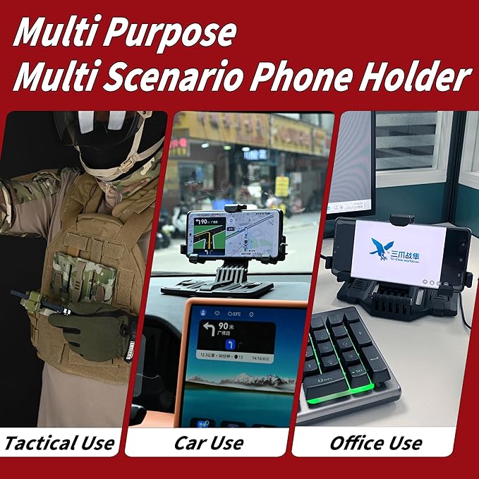 Tactical Phone Holder Available in Full Size Plate Carrier Phone Mount Adjust Nylon Molle Phones Holder for Tactical,Car,Office (Coyote Brown)
