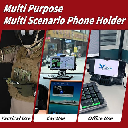 Tactical Phone Holder Available in Full Size Plate Carrier Phone Mount Adjust Nylon Molle Phones Holder for Tactical,Car,Office (Coyote Brown)