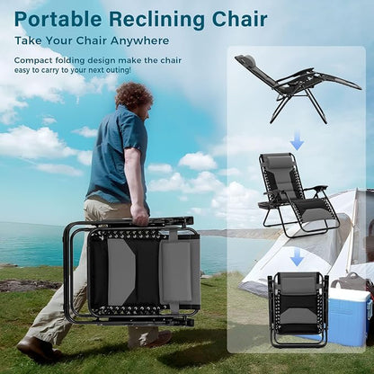 MFSTUDIO Padded Zero Gravity Chair, Cup Holder, 28in Seat, Removable Cup Holder - Image 6