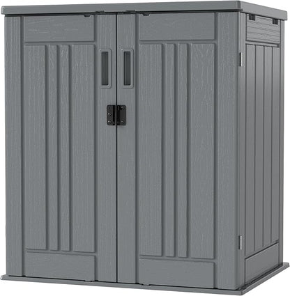 EHHLY Heavy Duty Small Storage Cabinet Outdoor Weatherproof, 14 Cuft Garage Storage Cabinet with 2 Adjustable Shelves, Lockable Kitchen Pantry Closer Organizer, 31Wx23Lx34H, Sage Grey