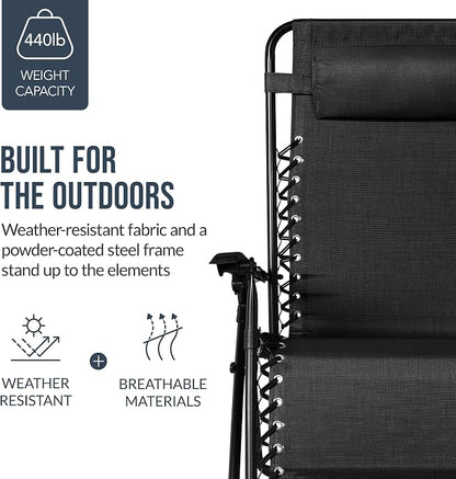 Best Choice Products Set of 2 Extra Wide Adjustable Steel Mesh Zero Gravity - Image 6