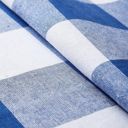 Encasa XO Cotton Dining Table Runner | Buffalo Blue Checks | Size 13x72 in - Machine Washable & Durable