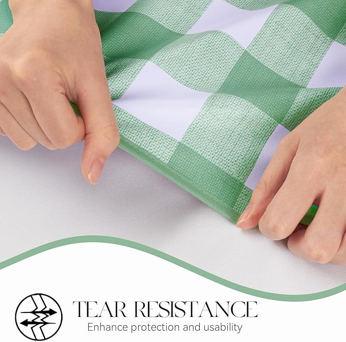 MOSAYT Rectangle Vinyl Tablecloth, 100% Waterproof Buffalo Gingham Plastic Table Cloth, Heavy Duty Wipeable Table Covers for Picnic, Outdoor, Camping - 54 x 120, Green