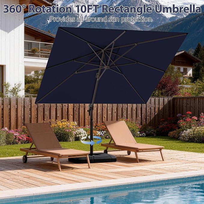 10' X 10' Patio Umbrella Cantilever Outdoor Rectangle Umbrella, Heavy Duty - Image 3