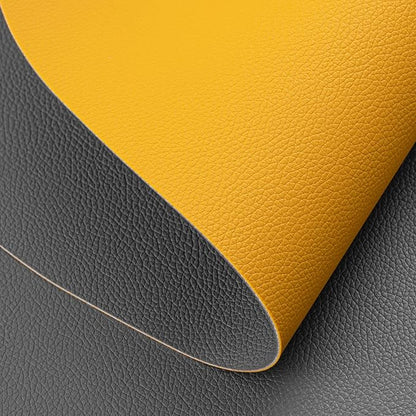 Myir JUN Placemats, Dual-Sided Placemats Waterproof Faux Leather Placemats Set of 6 Place Mats and Coasters Non-Slip Washable Table Mats for Dining Table (Gray Yellow, Set of 6)