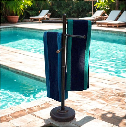 Portable Pool Towel Rack – Rustproof PVC Bars Portable Outdoor Towel Drying Rack in Bronze – Ideal Outdoor Drying Stand for Pool Towels, Beach Towels & Wet Swimwear