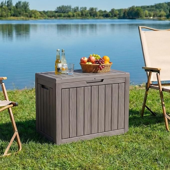 PatioZen 50 Gallon Deck Box Outdoor, Weatherproof Resin Patio Storage Box - Image 6