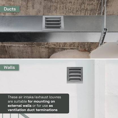 Vent Systems 10" x 10" Inch Galvanized Steel Industrial Air Return Grille - Heavy-Duty Louvered Air Intake Exhaust Vent Cover – Outdoor Wall Vent HVAC Grille - Register for House Wall Crawl Space