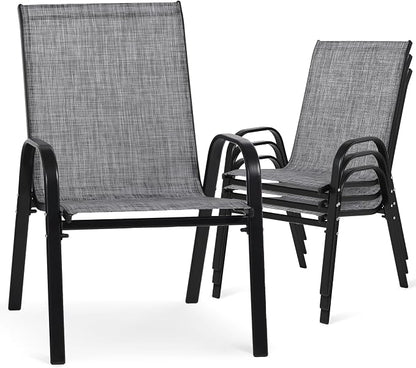 24.4" Outdoor Patio Stackable Chairs Set of 4, Outside Furniture by Villeston
