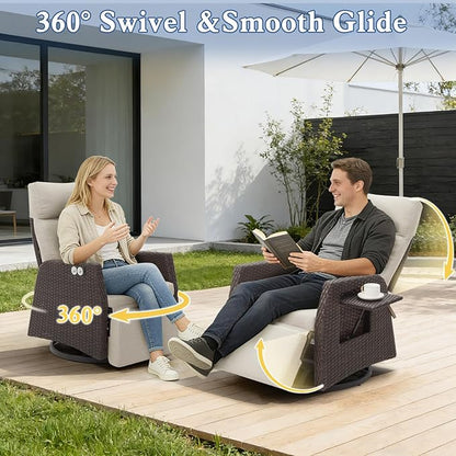 Patio Swivel Rattan Recliner - Image 4