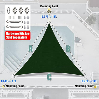 Amgo Custom Size 17' x 17' x 17' Green Triangle Sun Shade Sail UPF50+ AGTAPT10 - Image 6