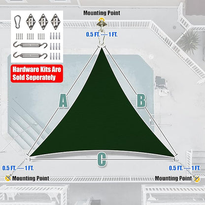 Amgo Custom Size 8' x 8' x 8' Green Triangle Sun Shade Sail UPF50+ AGTAPT10 - Image 6