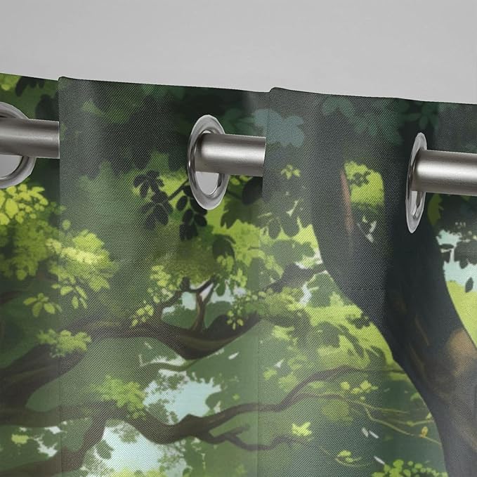 Nature Theme Outdoor Curtains for Patio Waterproof,Forest Pattern,Waterproof, Privacy, Grommet Curtains for Patio, Pergola, Porch, Deck, Lanai, Cabana,Set of 2 Panels,W54 x L108,Green