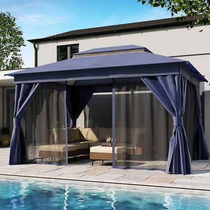 10'x12' Outdoor Gazebo, Metal Frame Heavy Duty Patio Canopy Tent Shelter - Image 5