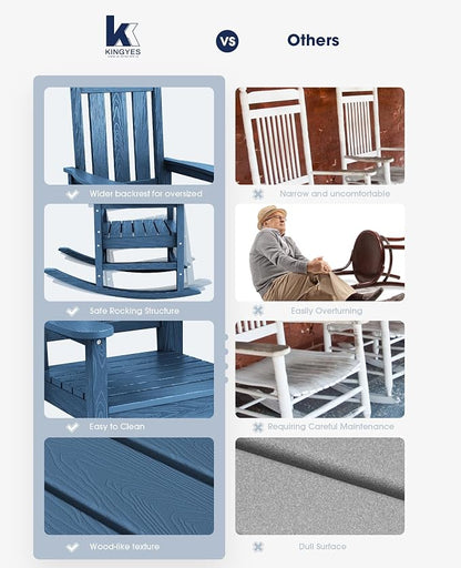 Oversized Outdoor Rocking Chair Set of 6, HDPE Patio Rockers - Image 7