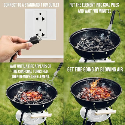 Skyflame Electric Charcoal Starter 600W – BBQ Grill Lighter for Outdoor Grill, Smoker and Fireplace, Fire Starter Tool Quickly & Easily Ignite Coals Briquettes