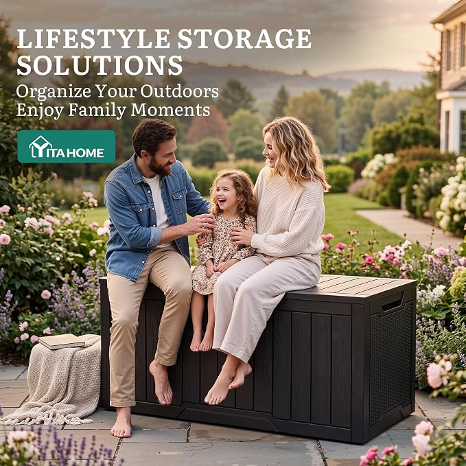 YITAHOME 100 Gallon Large Outdoor Deck Box | Waterproof Resin Storage Box - Image 6