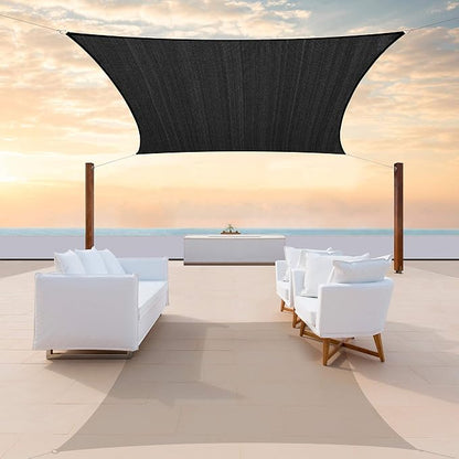 Colourtree TAPR0810 Custom Size 8' x 11' Black Sun Shade Sail UPF50 Canopy UV by ColourTree