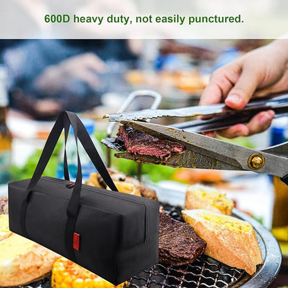 24" Grill Tool Organizer, BBQ Tool Storage Bag - Heavy-Duty Storage Bag Waterproof 600D Oxford, Folding Design Gift for Camping, Tailgates, Outdoor BBQ Parties (24" Lx8 Wx8 H)