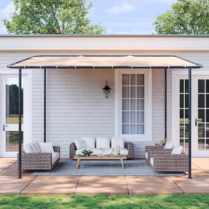 Aoxun 10x12 Lean-to Gazebo, Sloped Pergola Porch Canopy Awning - Image 2