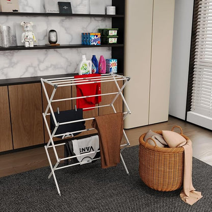 Drying Rack for Laundry, Foldable Clothes Drying Rack, Small Collapsible Dry Rack for Clothes, Use for Indoor & Outdoor Drying Clothes, 40"x29"x14.5"(White)