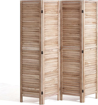 VEVOR Wood Room Divider, 4 Panel Wood Folding Privacy Screen, 66.9 Inches Tall Indoor Louvered Wooden Partition, Portable Decoration Screen, for Room Separation, Home, Office, Restaurant & Bedroom