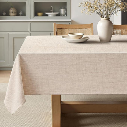 MIULEE Ivory Linen Polyester Tablecloth 52x70 Inch Spring Rectangle Table Cloth Waterproof,Stain Resistant & Wrinkle Resistant for Dining Party Wedding