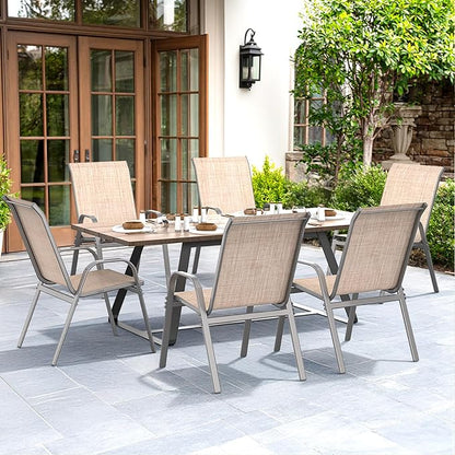 Patio Chairs Set of 6, All Weather Outdoor Dining Chairs | Stackable Dining - Image 2