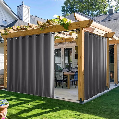 NICETOWN Gazebo Curtains Outdoor Waterproof W100 x L84 in Grey | Windproof by NICETOWN
