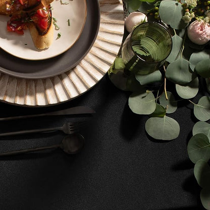 Gee Di Moda Rectangle Tablecloth - 90 x 132 Inch Black Table Cloth for 6 Foot Tables with Floor-Length Drop - Heavy Duty Washable Fabric for Holiday Party, Dinner, Weddings & Baby Shower
