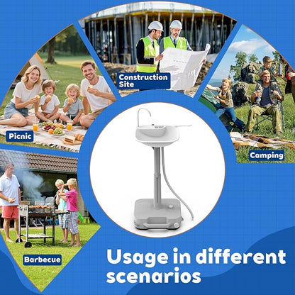 Portable Sink Hand Wash Station - 18L Capacity with USB Port or Battery Powered, Lightweight Outdoor Sink for Travel, Outdoor, Camping - Includes Soap Dispenser & Towel Holder