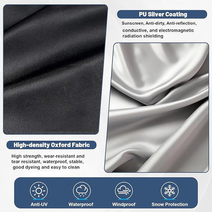 Outdoor Furniture Cover - 100% Waterproof, High Density Oxford, PU Silver Coating, UV Resistant, All-Weather Resistant Patio Table Cover for Round Patio Furniture Set - 72×28 Inch