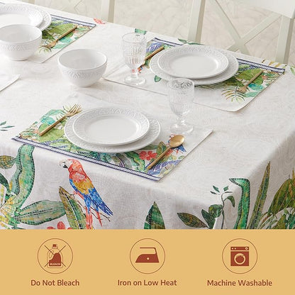 Maison d' Hermine Premium Table Cloth Rectangle Table 100% Combed Cotton 140 x 70 Inches Tablecloth Reusable Decorative for Dining Room, Farmhouse, Home, Party, Festive & Wedding - Mosaic