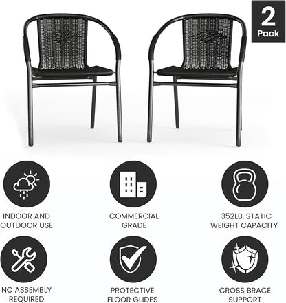 Flash Furniture Modern Rattan Indoor/Outdoor Restaurant Dining Chairs, - Image 6