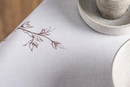 Maison d' Hermine Table Cloth Round Table 100% Cotton 69 Inches Tablecloth Reusable Decorative for Dining Room, Farmhouse, Home, Party, Festive & Wedding Spring Summer - Meadow Florals - Brown