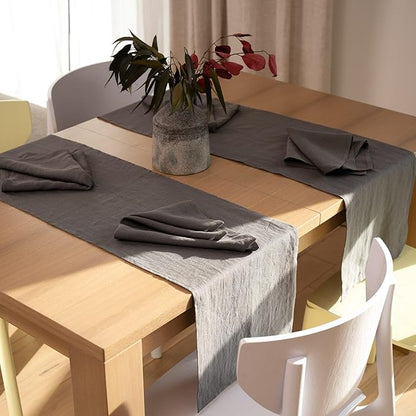 Linen Table Runner 90 inches Long - 100% Pure Linen Flax - Stonewashed European Linen Table Runner (Ash Grey, 14 x 90 Inch) - for Dining, Fall, Autumn, Thanksgiving