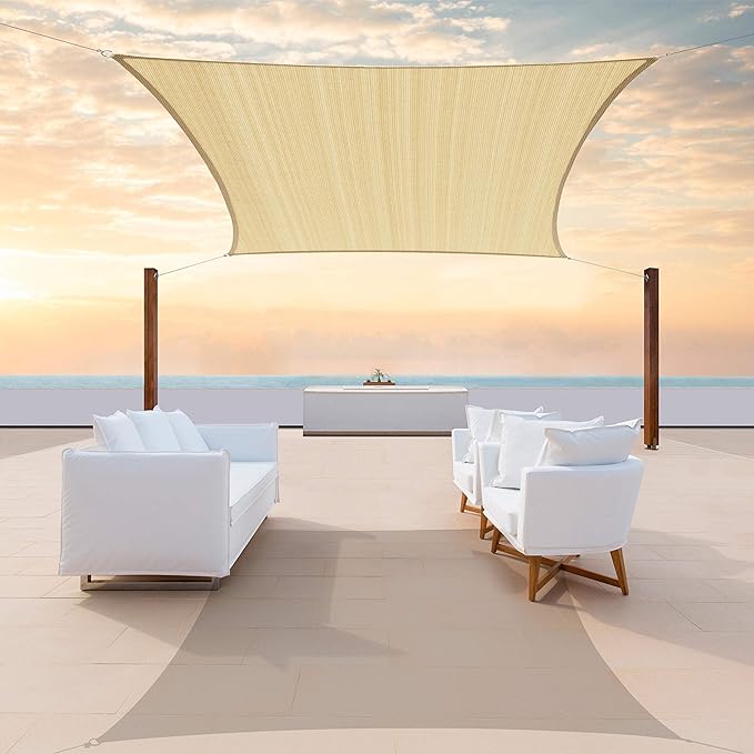 Colourtree CTAPR1220 Custom Size 9' x 12' Beige Sun Shade Sail Canopy UV Block by ColourTree