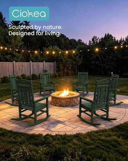 Oversized Outdoor Rocking Chairs Set of 6, 380lbs Heavy-Duty Large Patio Rocker - Image 5